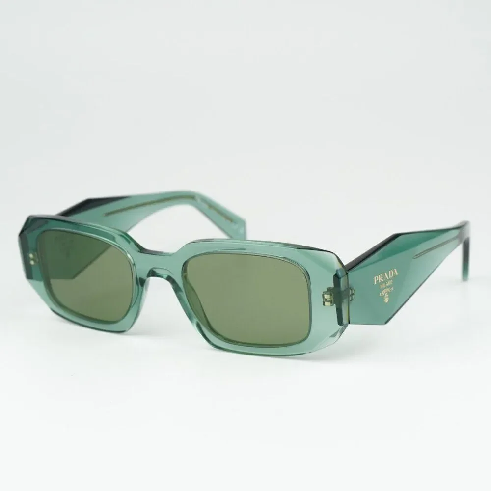 NEW Prada PR17WS 11R10E Sage Green Mirror Internal Silver Rectangle Sunglasses - Picture 1 of 14